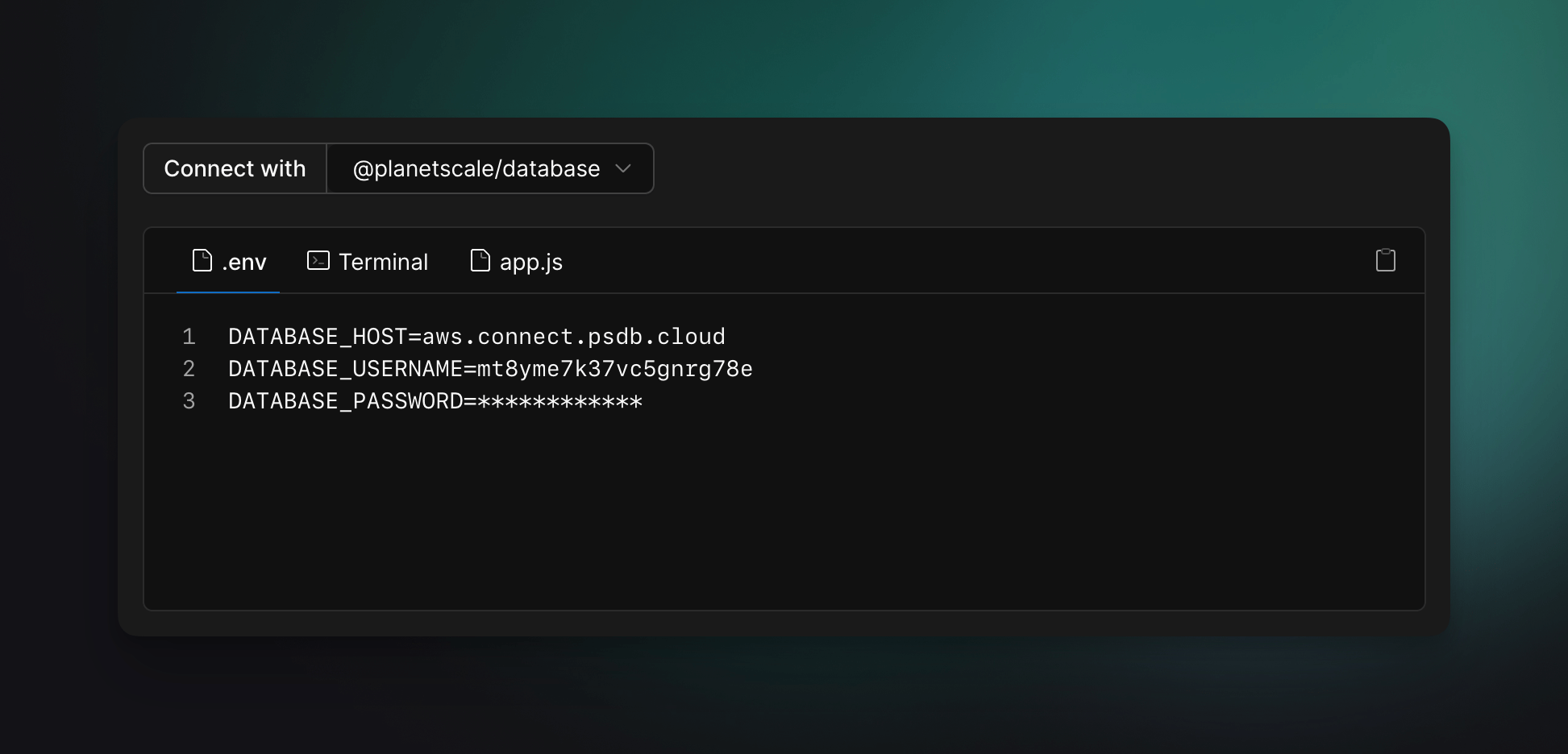 PlanetScale connection environment variables
